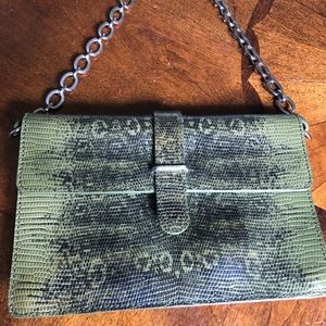 FURLA small python snake skin purse in green